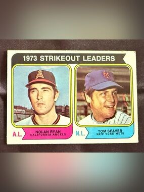Nolan Ryan & Tom Seaver #207 Topps, HOF, 1974,Strikeout Leaders, MT/NM, Centered